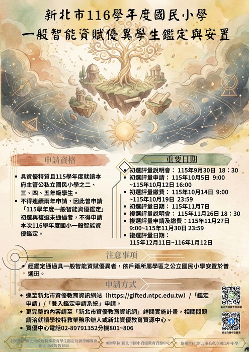 116學年度國民小學一般智能資賦優異學生鑑定及安置實施計畫
